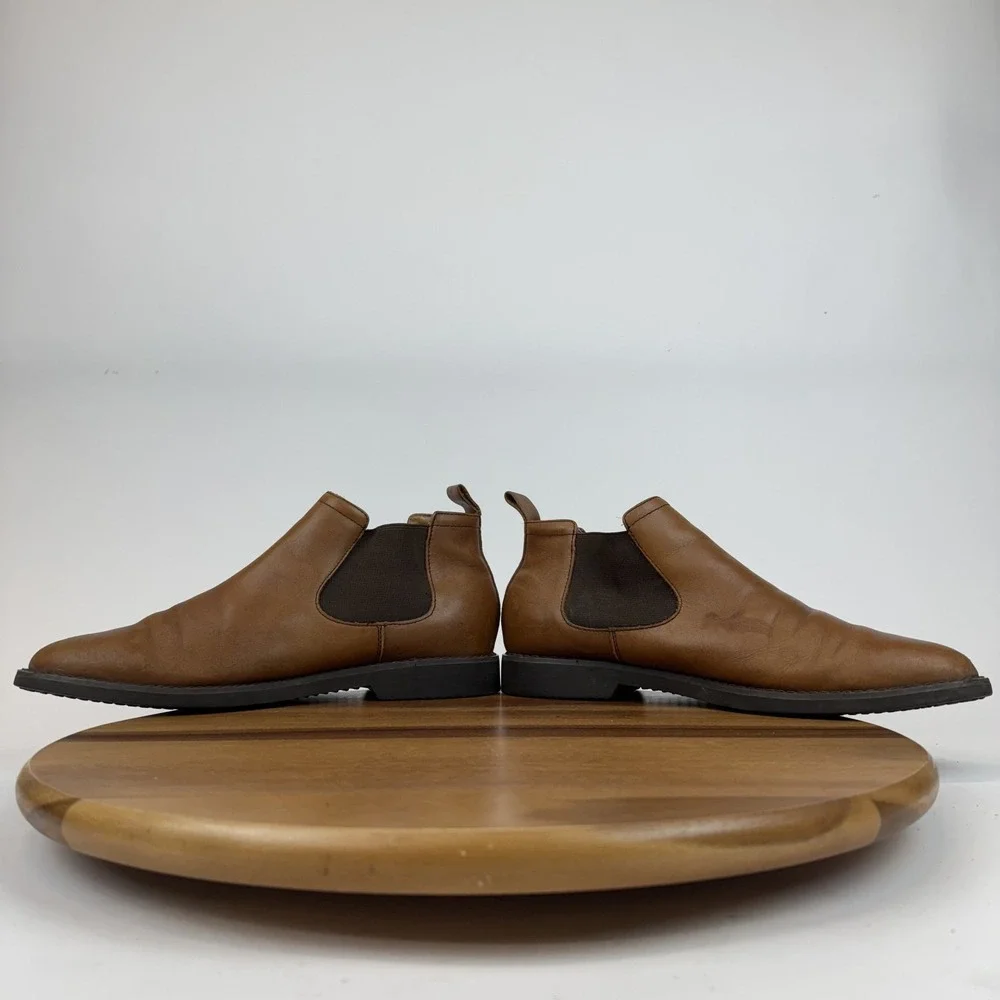 Mens Polo Ralph Lauren Waterbury Brown Burnished Leather Chelsea Boots‎ Sz 12 D